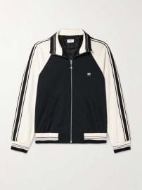 CELINE HOMME Logo-Embroidered Striped Tech-Jersey Track Jacket at Mr Porter